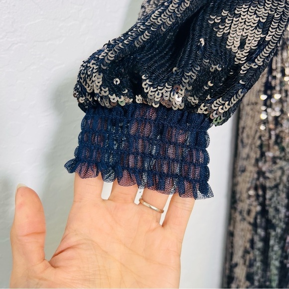 Free People NWT Emilia Sequin Dress Blue Medium - Picture 10 of 15